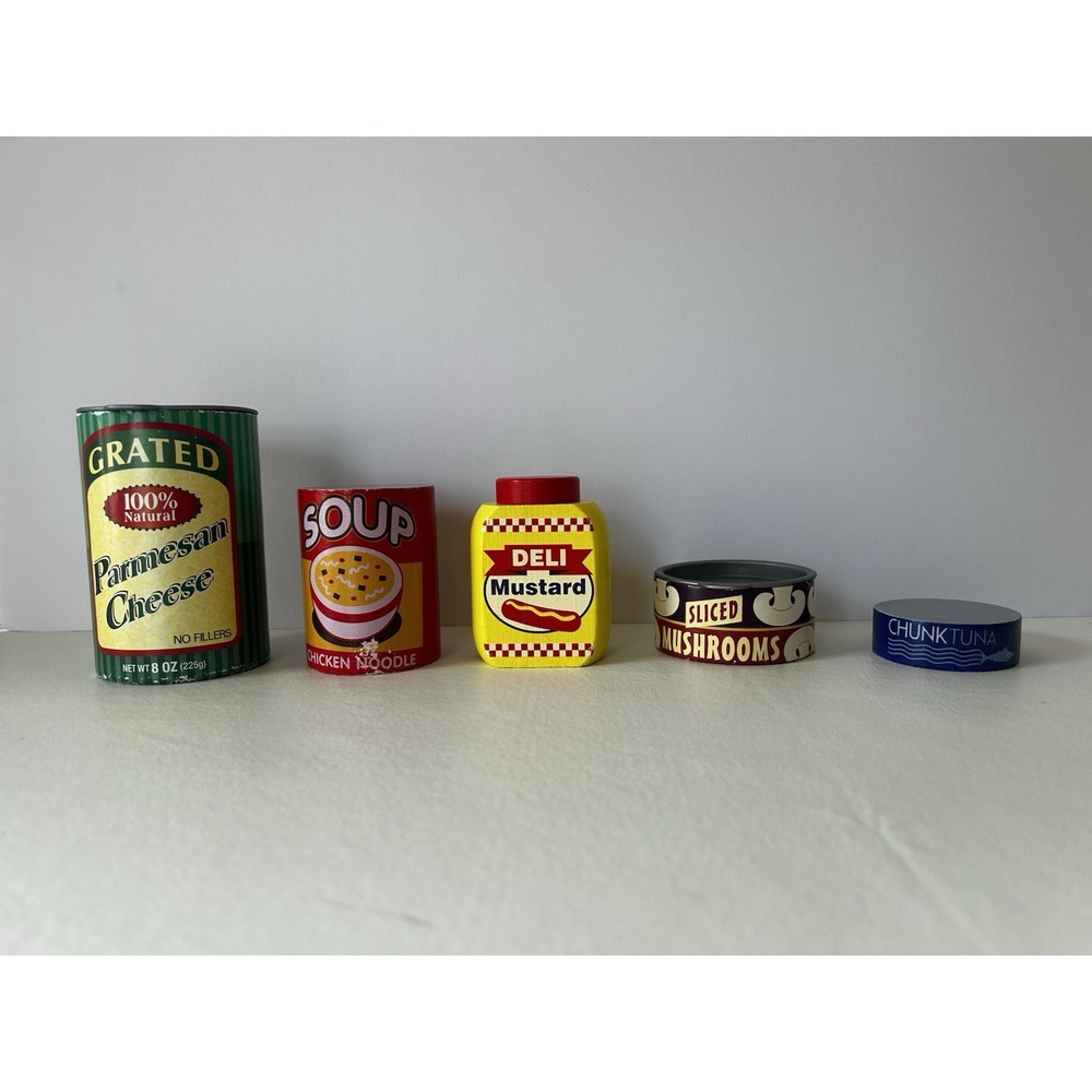 Lot Of 5 Melissa And Doug Wooden Food Pantry Food Item Toys
